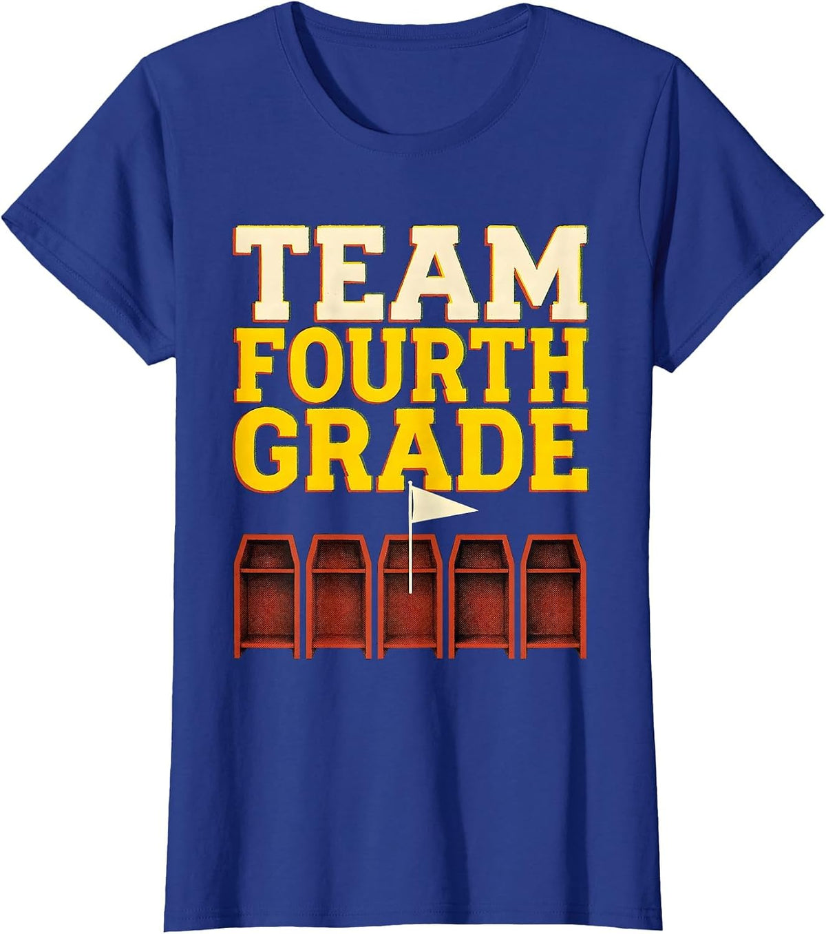 Women's Team Fourth Grade Screenprint Back To School Student Teacher T-Shirt - Royal Blue