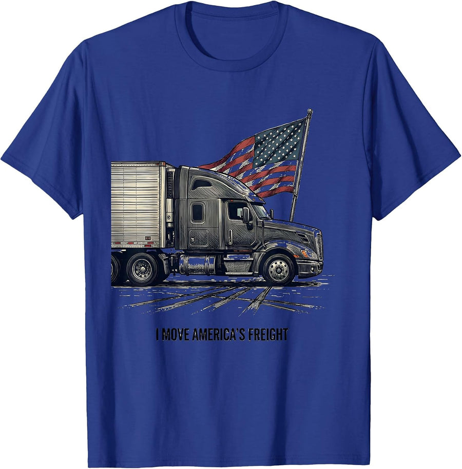 I Move America's Freight Patriotic Semi Truck Driver Gift T-Shirt - Royal Blue