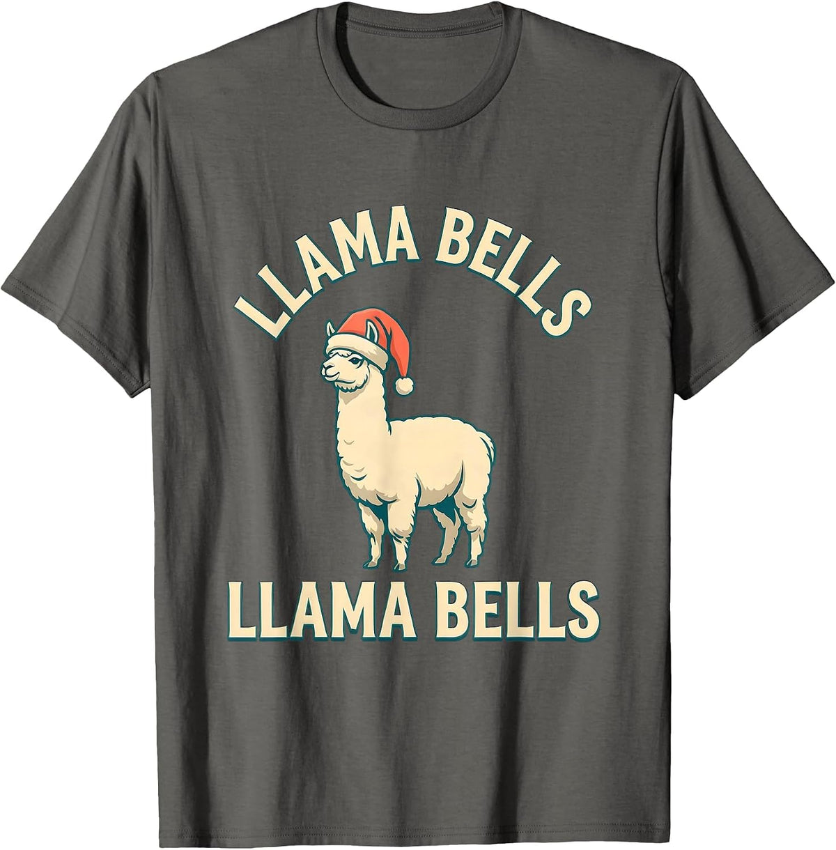 Men's Llama Bells Llama Bells Funny Llama Lover Christmas T-Shirt - Asphalt Grey