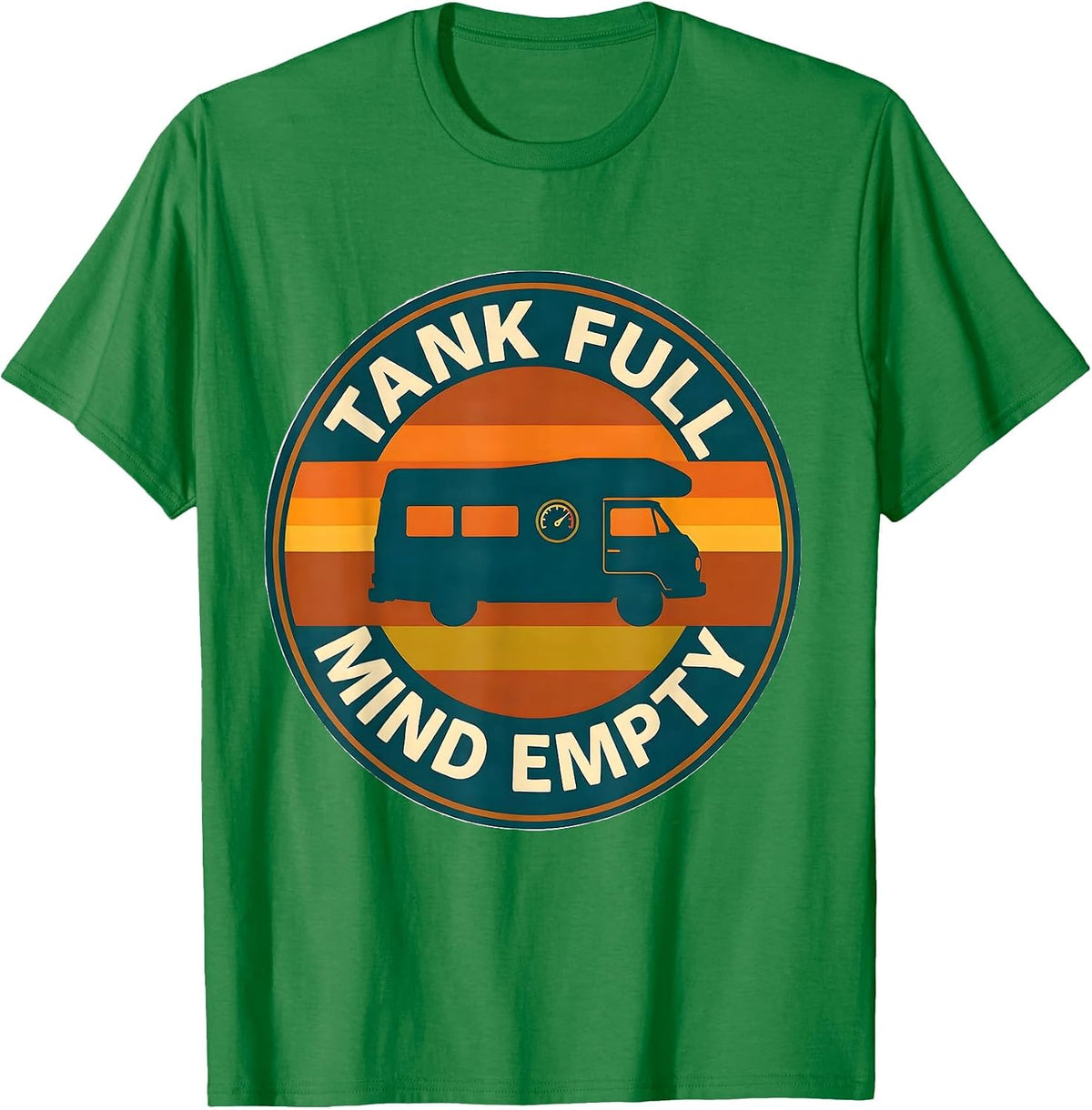 Men's Tank Full Mind Empty Retro Van Life Nomads Van Dwellers T-Shirt - Kelly Green