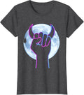 Women's Devil Horns Full Moon Rock Music Graphic T-Shirt - Dark Heather Grey