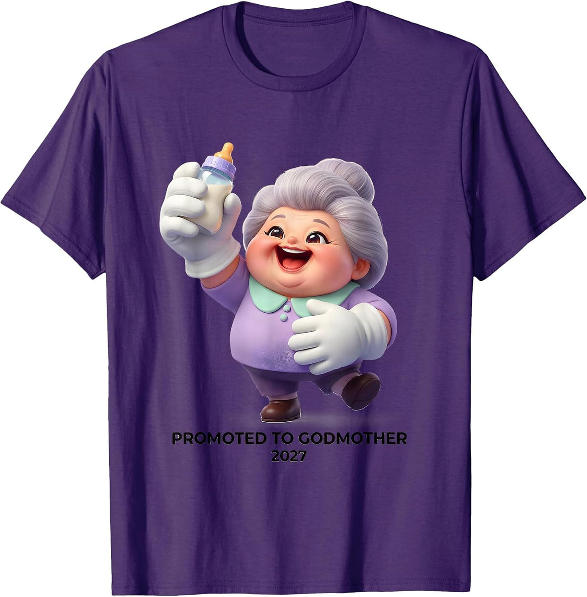 Promoted To Godmother 2027 Cute Kawaii Pregnancy T-Shirt - Purple
