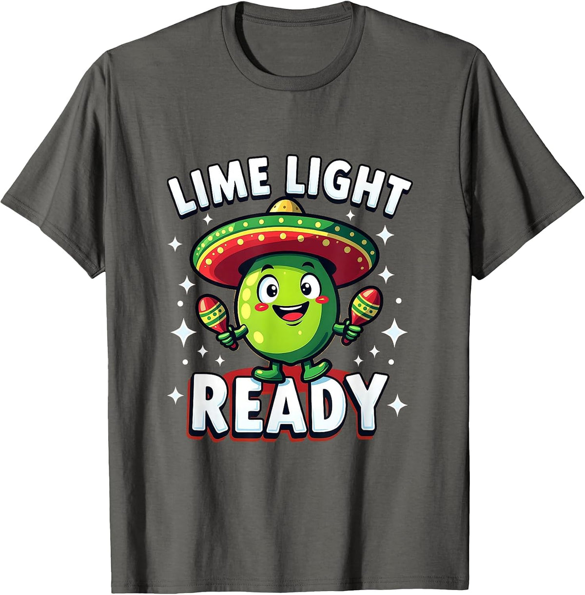 Lime Light Ready Cinco de Mayo Fiesta Design T-Shirt - Asphalt Grey