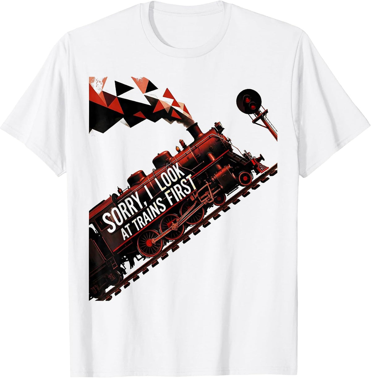 Men's Sorry I Look At Trains First Vintage Steam Train Enthusiast T-Shirt - White