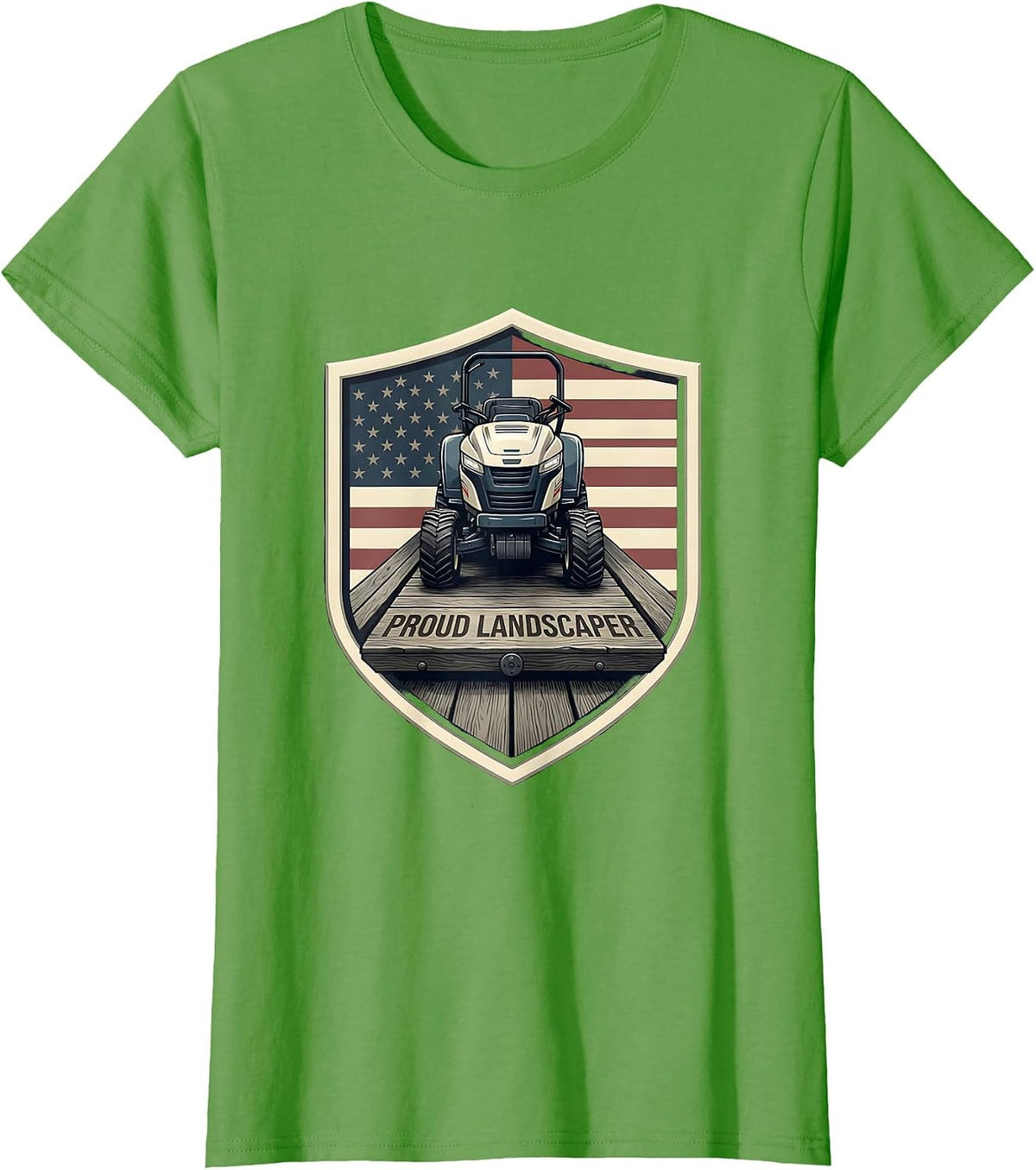 Women's Proud Landscaper Vintage American Flag Patriotic Role Pride T-Shirt - Grass Green