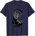 Headbang Noel Scratchboard Heavy Metal Santa Parody Rock Fan T-Shirt - Navy Blue