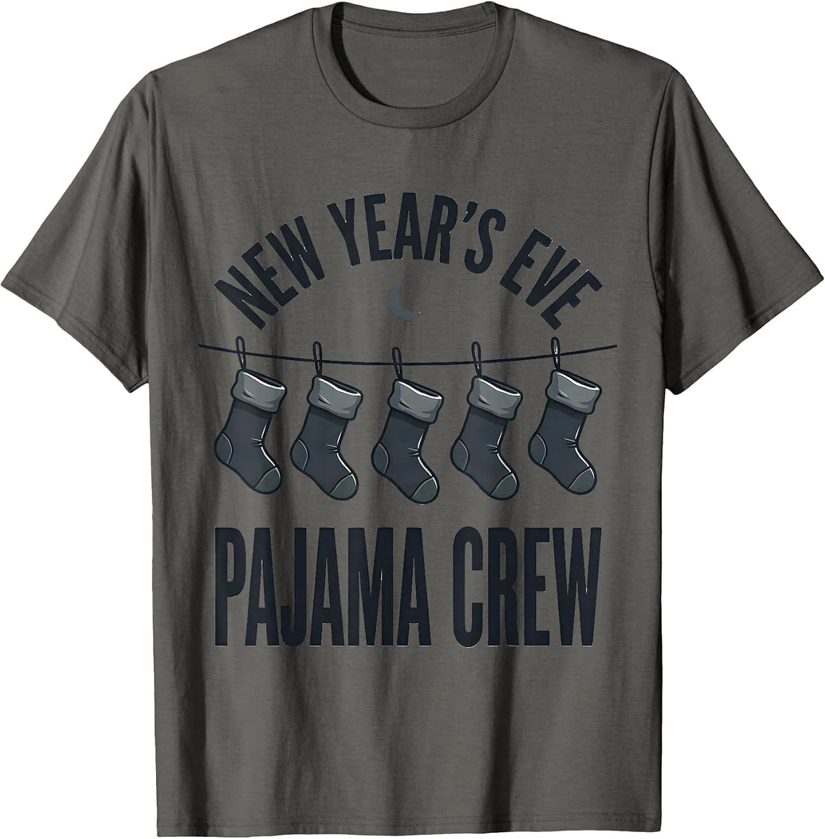 New Year's Eve Pajama Crew Funny Matching Group Party T-Shirt - Asphalt Grey