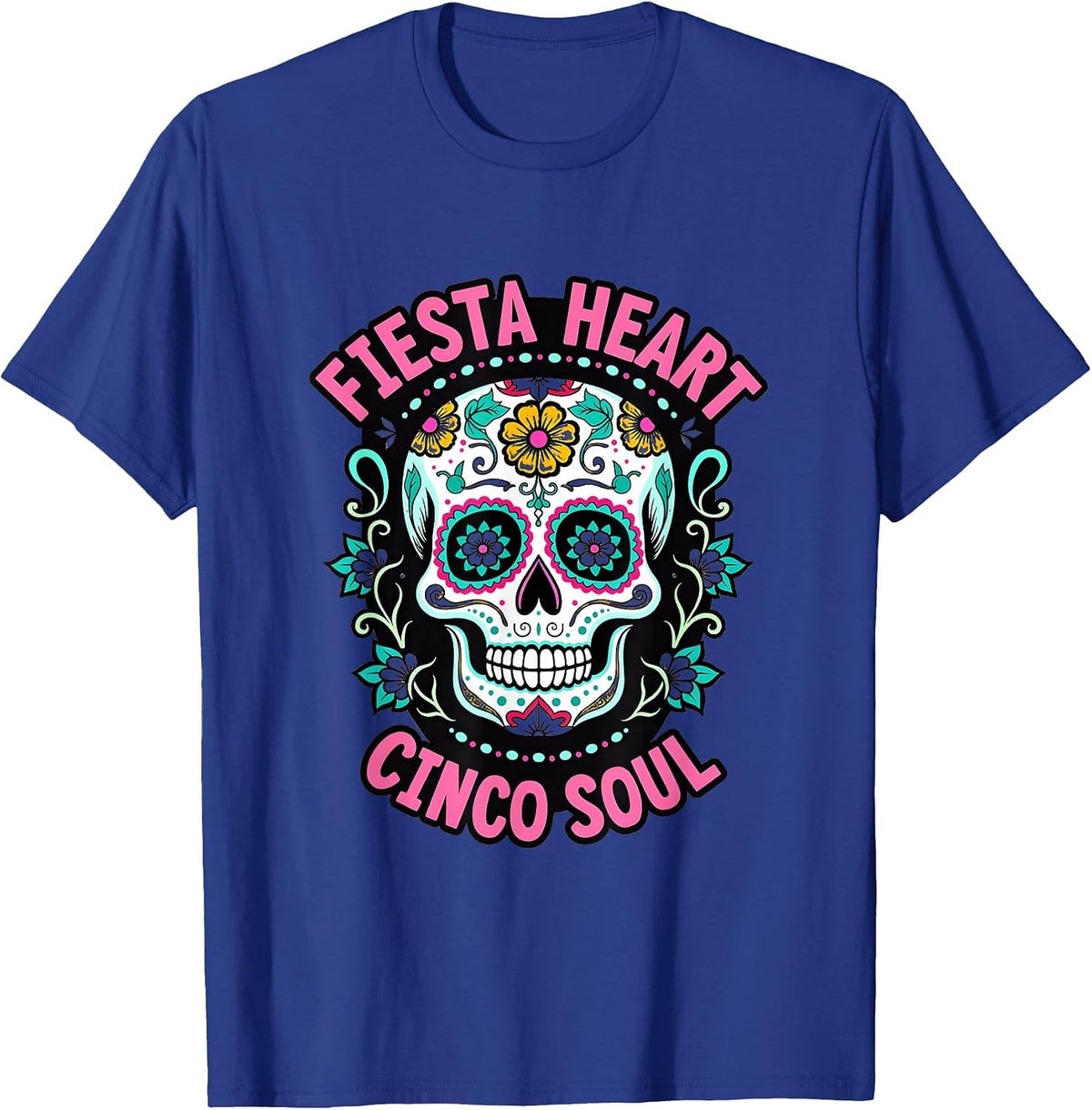 Fiesta Heart Cinco Soul Celebration Design T-Shirt - Royal Blue