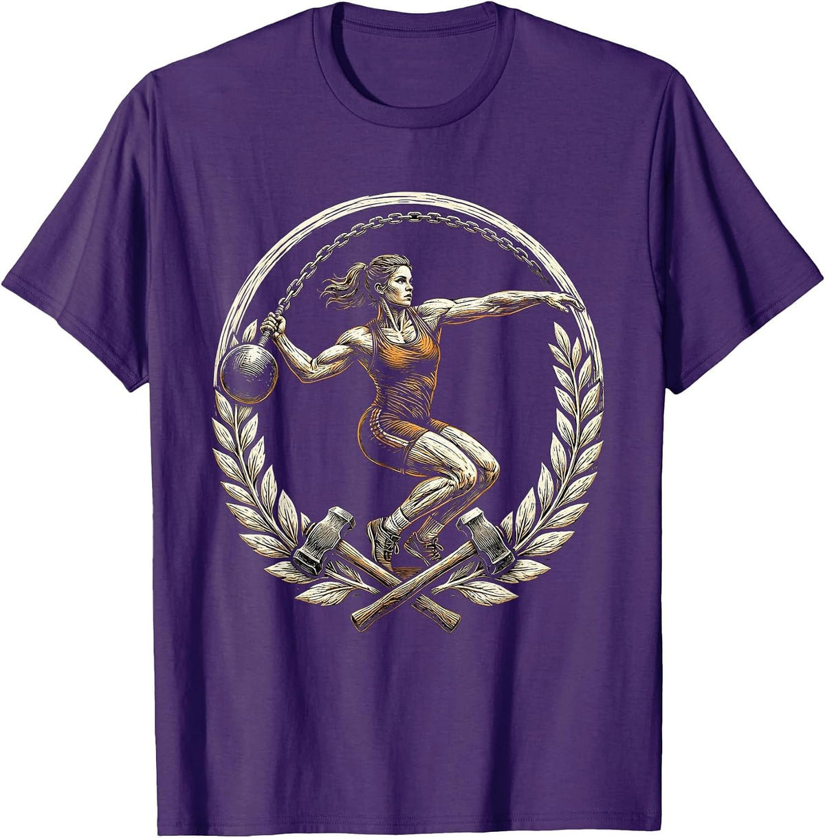 Men's Hammer Throw Athlete Graphic Competition Design T-Shirt - Purple