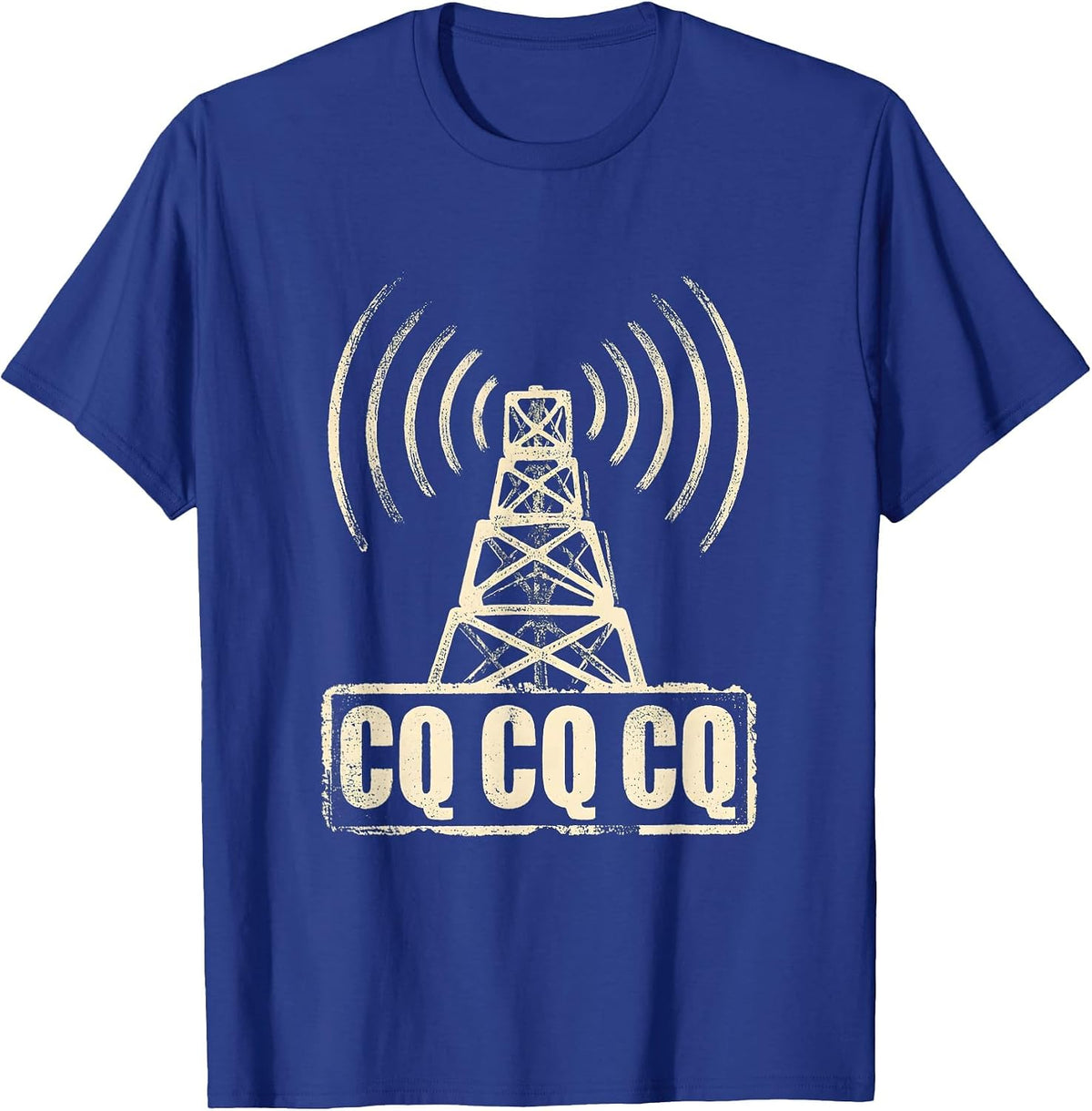 Men's CQ CQ CQ Rubber Stamp Ham Radio Operator Nerdy Humor T-Shirt - Royal Blue