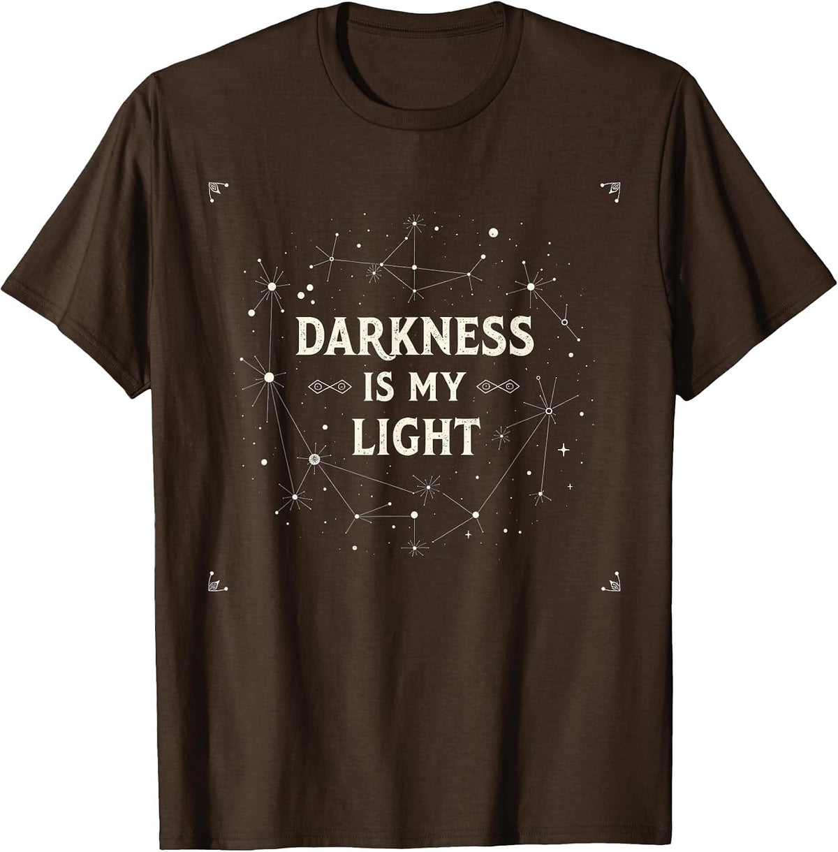 Mens Gothic Graphic Tees Darkness is My Light Emo Gothic Design T-Shirt - Brown