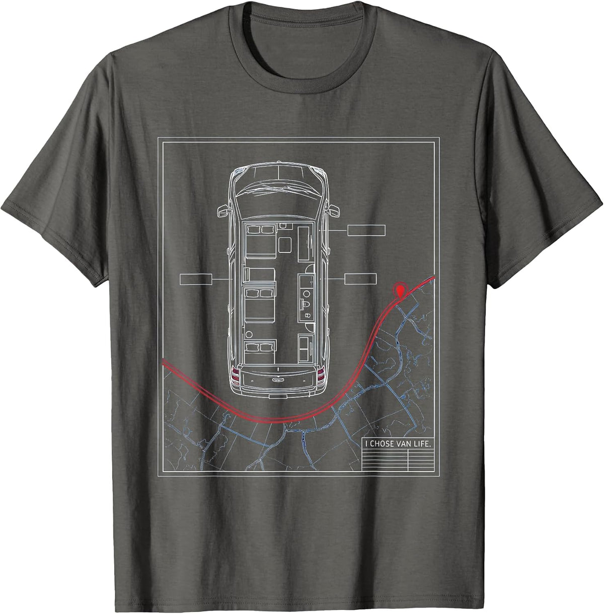 Men's I Chose Van Life Retro Vintage Van Life Dwellers Vanlife T-Shirt - Asphalt Grey