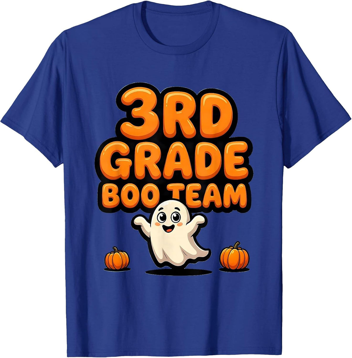 Men's 3rd Grade Boo Team Cartoon Halloween Teacher Kids T-Shirt - Royal Blue