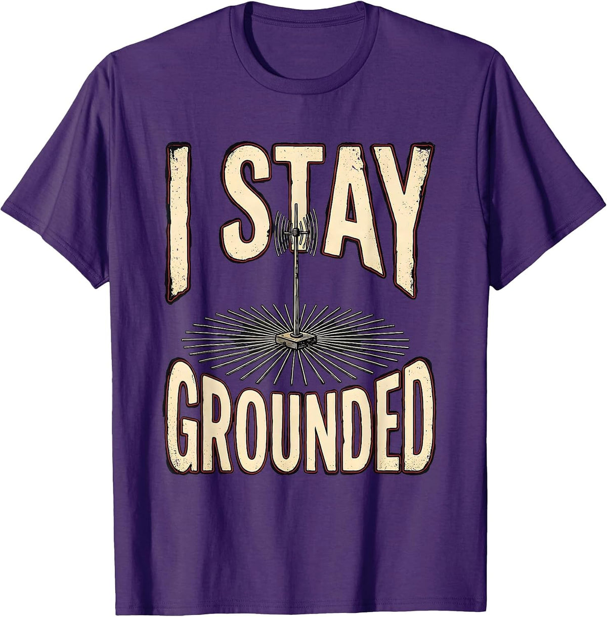 I Stay Grounded Funny Ham Radio Operator Amateur Radio Humor T-Shirt - Purple