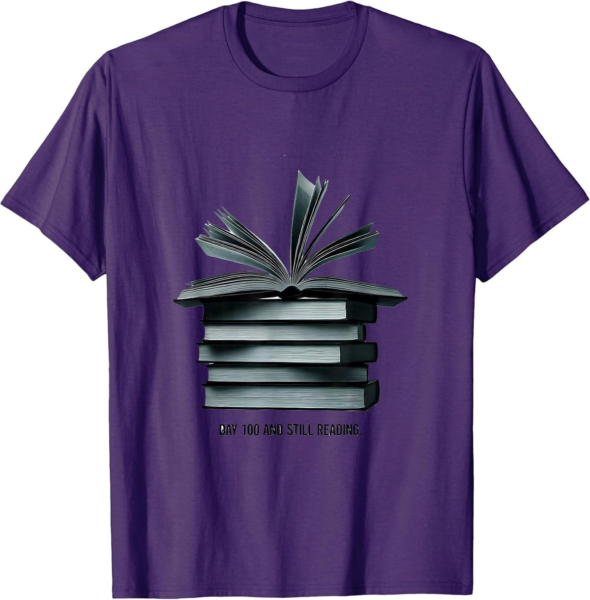 Day 100 And Still Reading Minimalist Teacher Librarian 100th T-Shirt - Purple