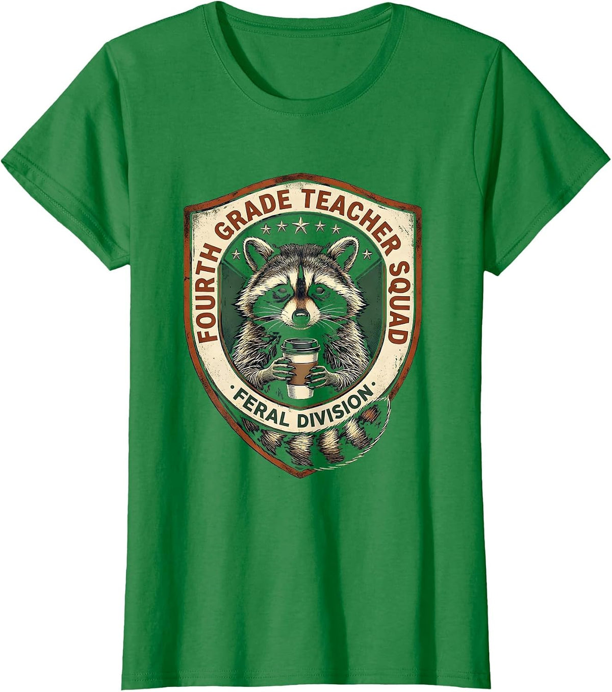 Women's Fourth Grade Teacher Squad Feral Division Vintage T-Shirt - Kelly Green