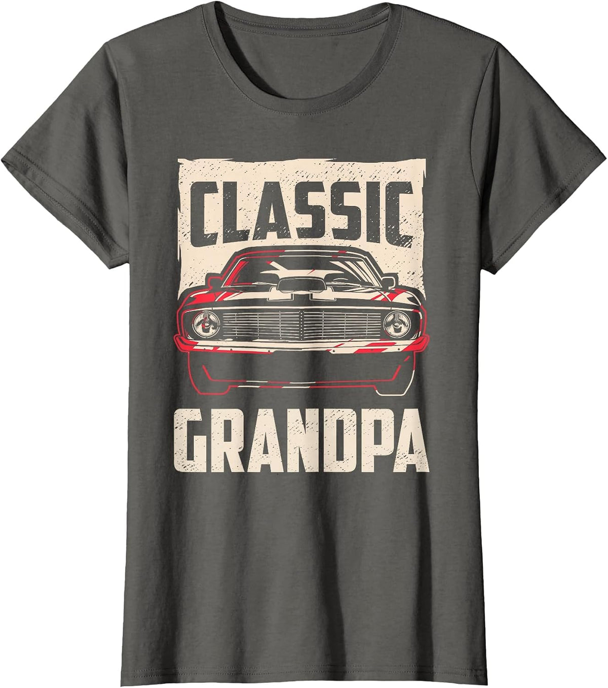 Classic Grandpa Funny Retro Fan Classic Car Lover Vintage T-Shirt - Asphalt Grey