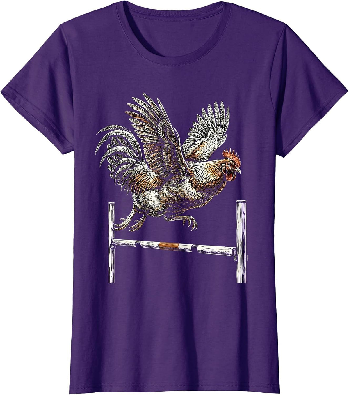 Women's Speedy Hen Hurdle Chicken Racing Graphic T-Shirt - Purple