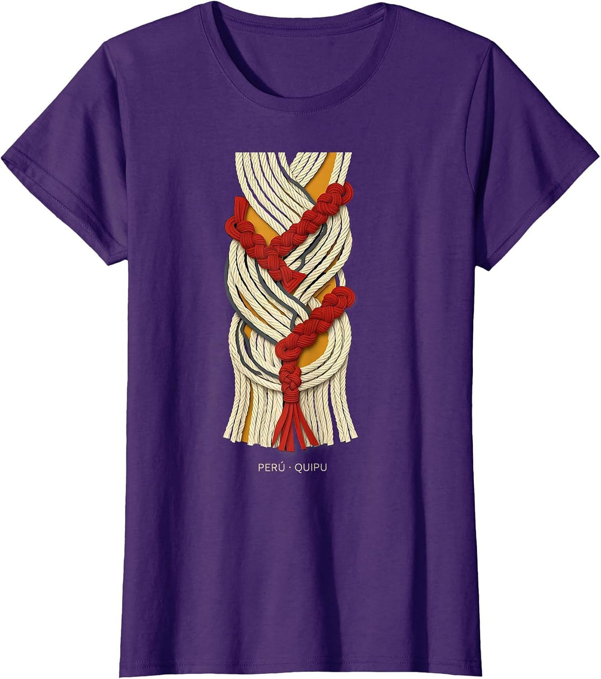 Women's Perú Quipu Paper Cutout Peruvian Heritage National Pride T-Shirt - Purple