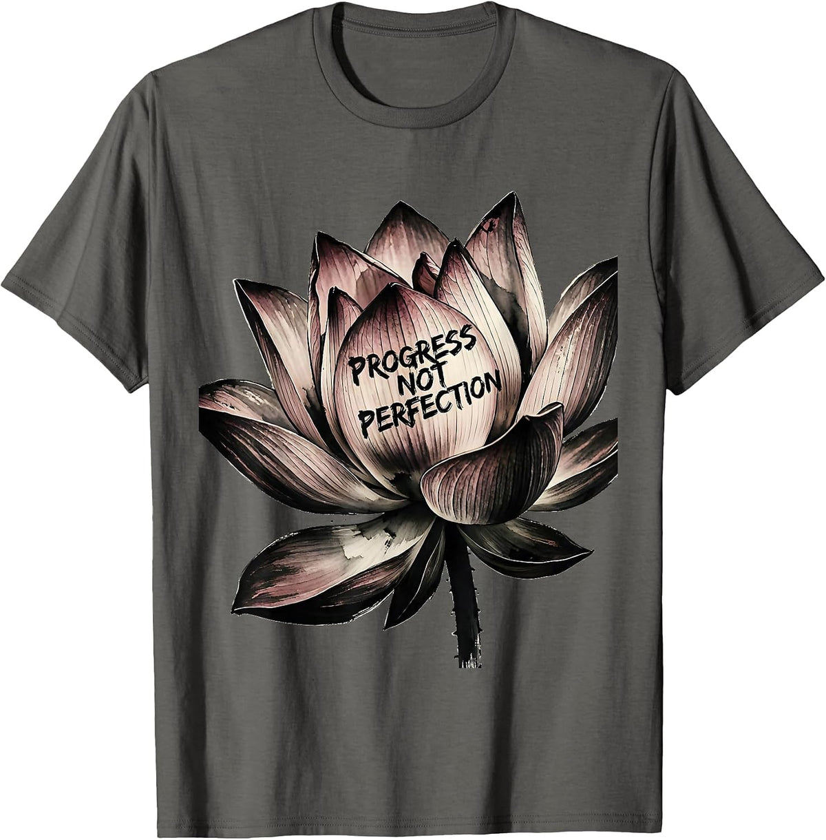 Men's Progress Not Perfection Mental Health Design T-Shirt - Asphalt Grey