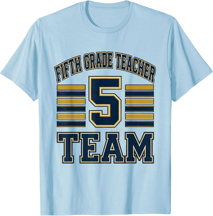 Men's Fifth Grade Teacher Team Sports Back to School Elementary T-Shirt - Baby Blue