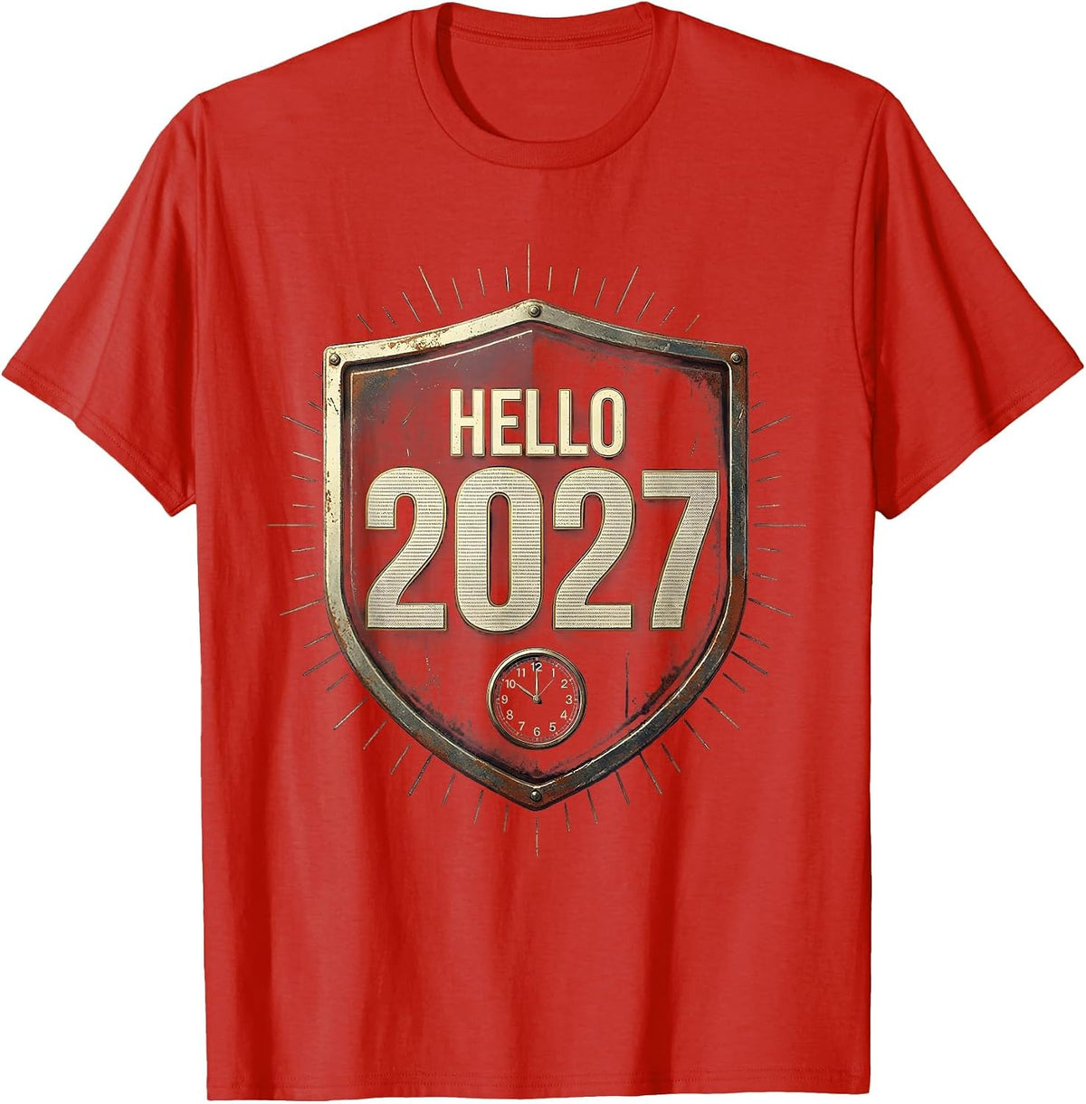 Men's Hello 2027 Vintage Family Matching New Year Eve Keepsake T-Shirt - Red