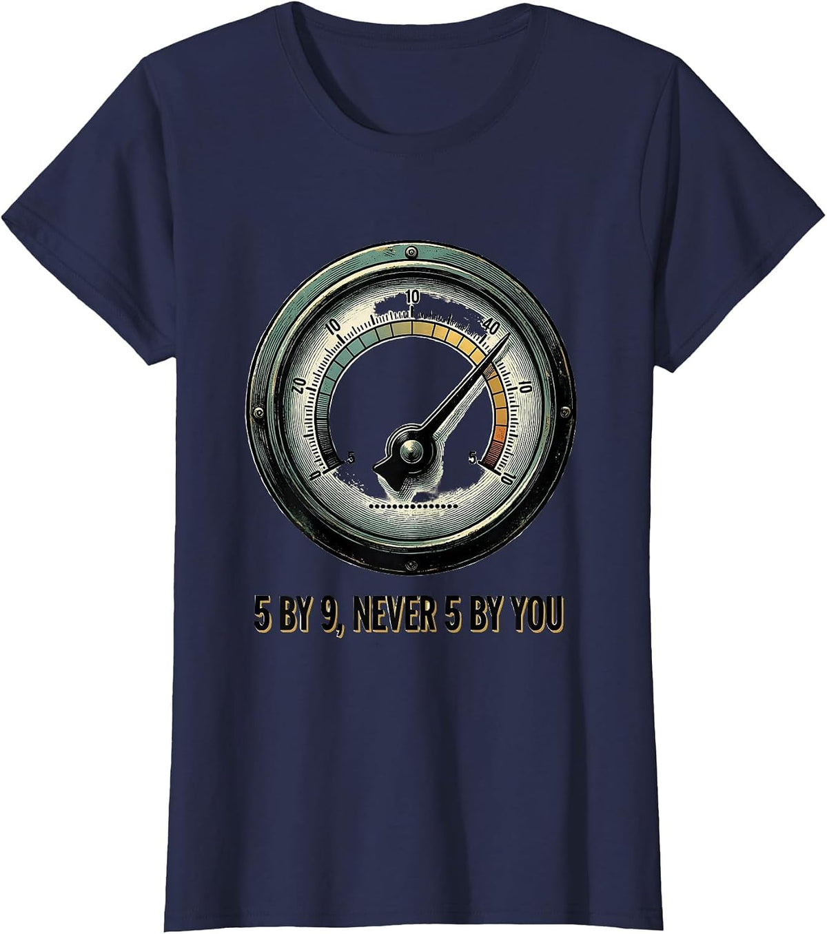 Women's 5 By 9 Never 5 By You Funny Ham Radio Operator Humor T-Shirt - Navy Blue