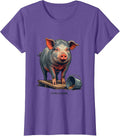 I'd Do It Again Funny Pig Photobooth Portrait Animal Lover T-Shirt - Purple Heather