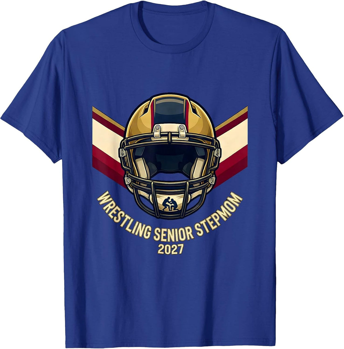 Wrestling Senior Stepmom 2027 Graduation Senior Night T-Shirt - Royal Blue