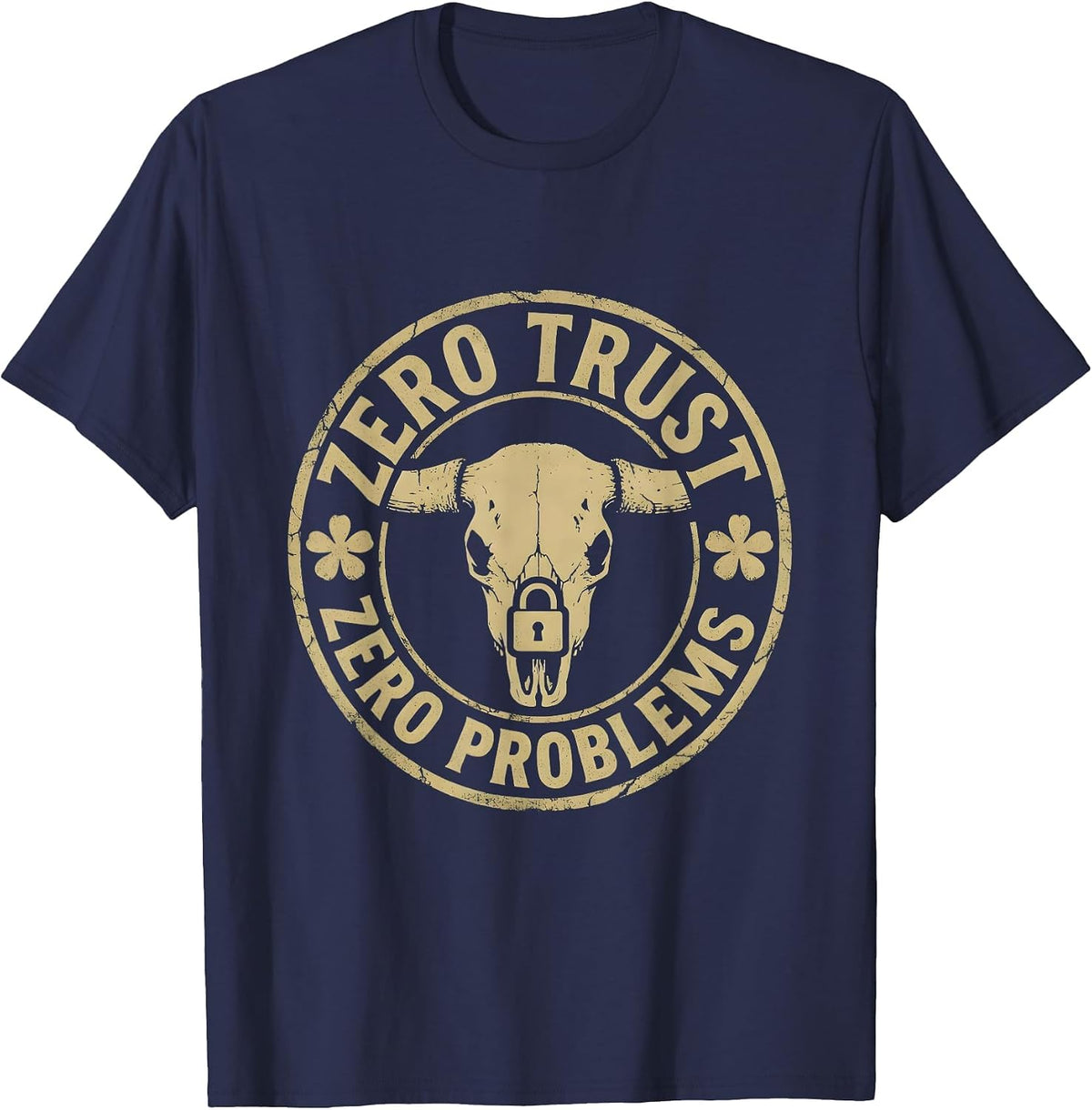 Men's Zero Trust Zero Problems Cybersecurity Design T-Shirt - Navy Blue