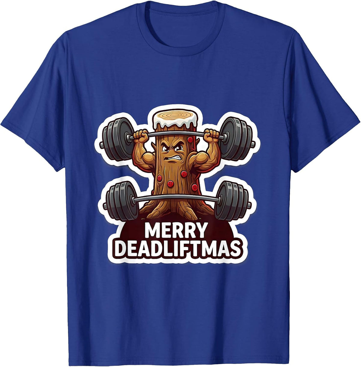 Merry Deadliftmas Funny Christmas Gym Workout Weightlifting T-Shirt - Royal Blue