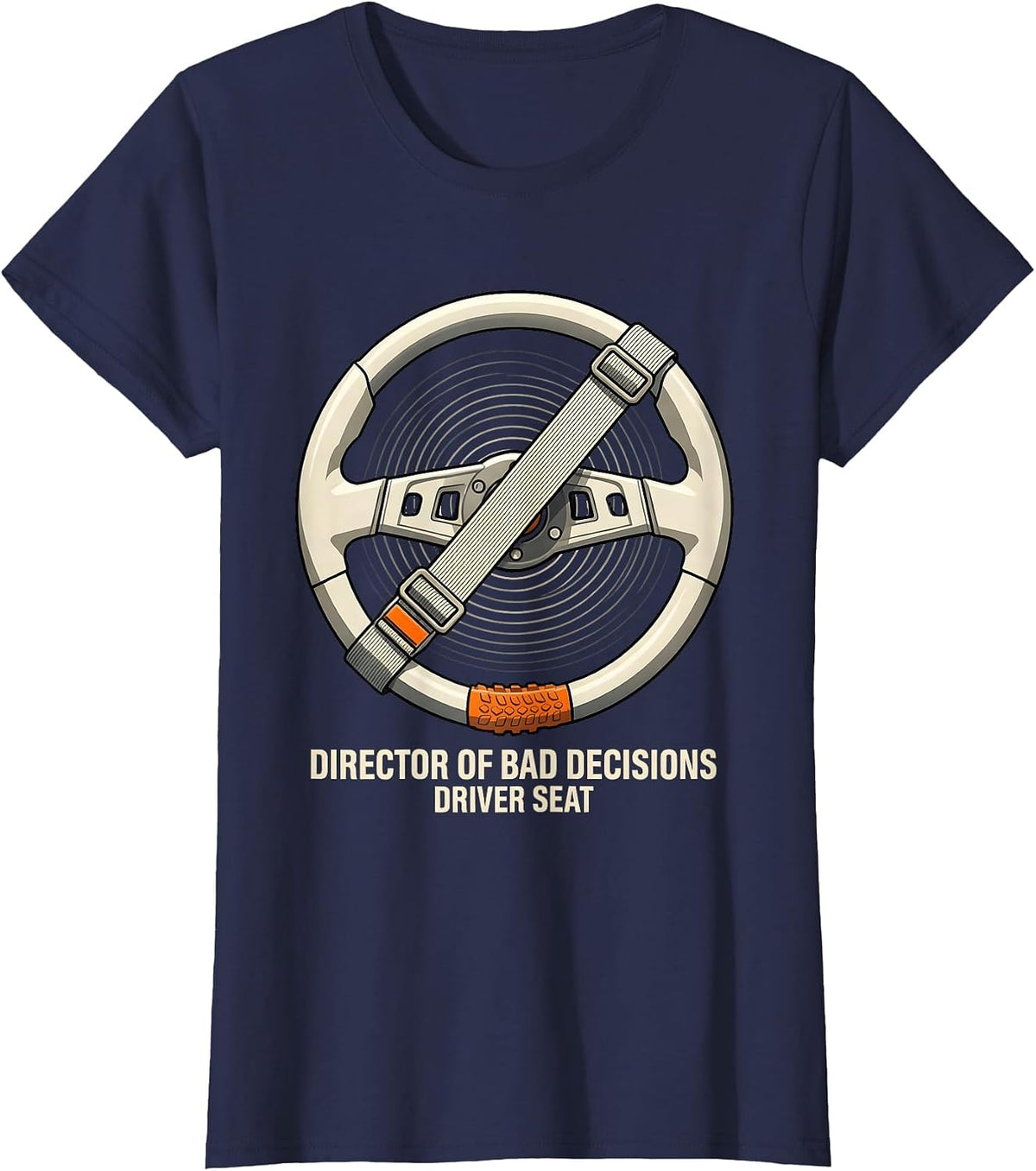 Women's Director Of Bad Decisions Driver Seat Funny UTV SXS Offroad T-Shirt - Navy Blue