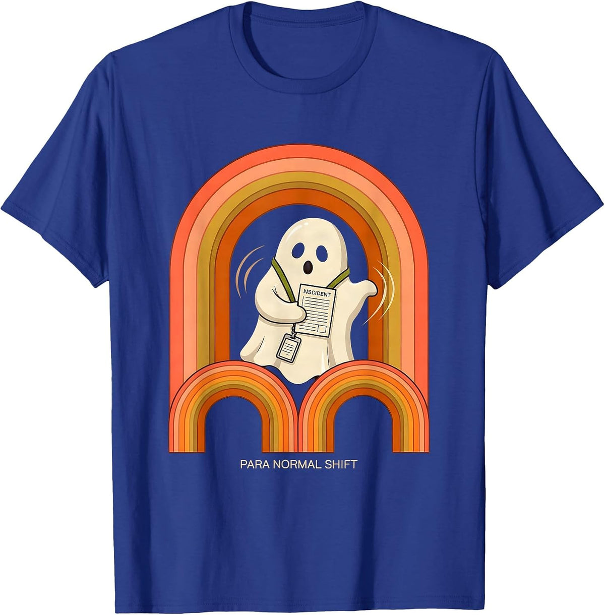 Men's Para Normal Shift Retro 70s Funny Ghost Paraprofessional T-Shirt - Royal Blue