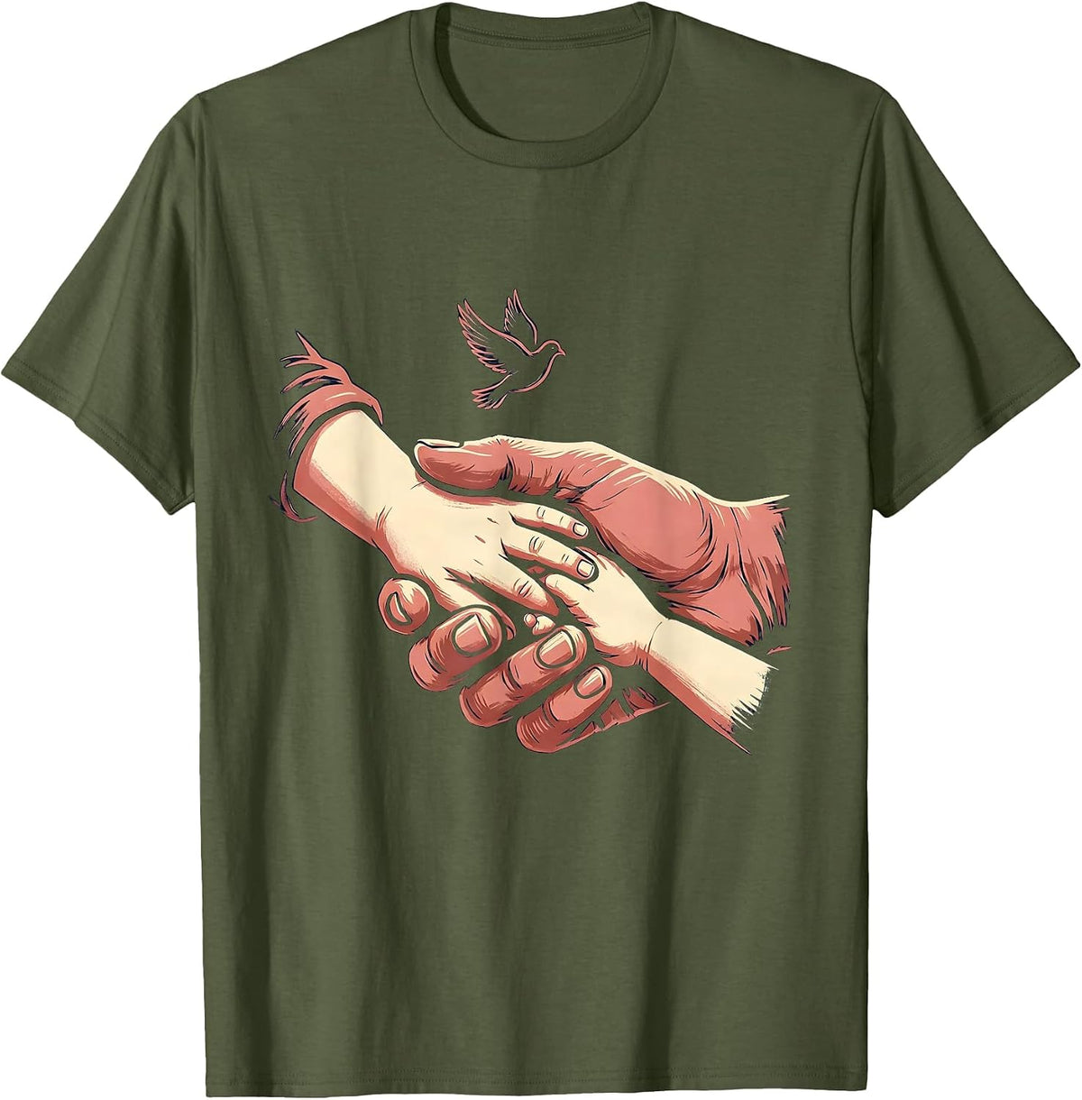 Men's Paraprofessional Guiding Hand Illustration T-Shirt - Olive Green