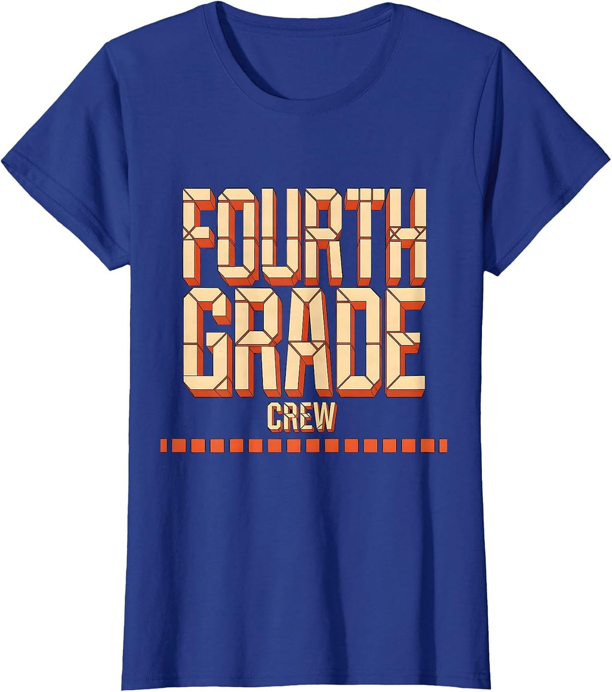 Women's Fourth Grade Crew Funny Teacher Back To School Crew T-Shirt - Royal Blue