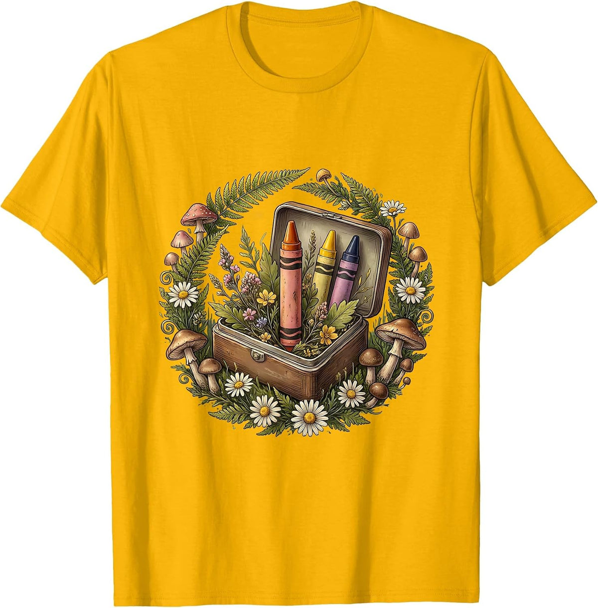 5th Grade Teacher Crayon Box Graphic T-Shirt - Golden Yellow