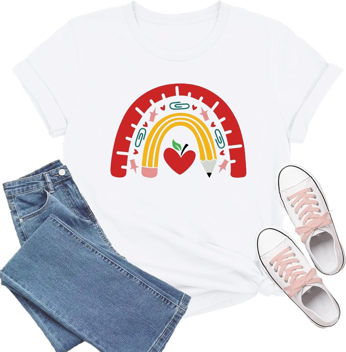Teacher Shirt for Women Preschool Teacher Tshirt Helping Little Minds Grow Tee Top - White