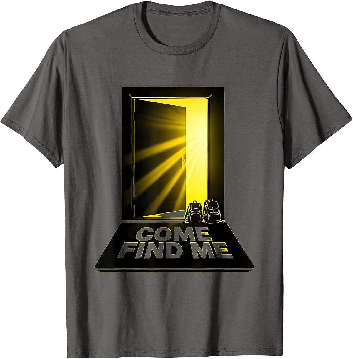 Men's Come Find Me Bold Stencil School Counselor Student Support T-Shirt - Asphalt Grey