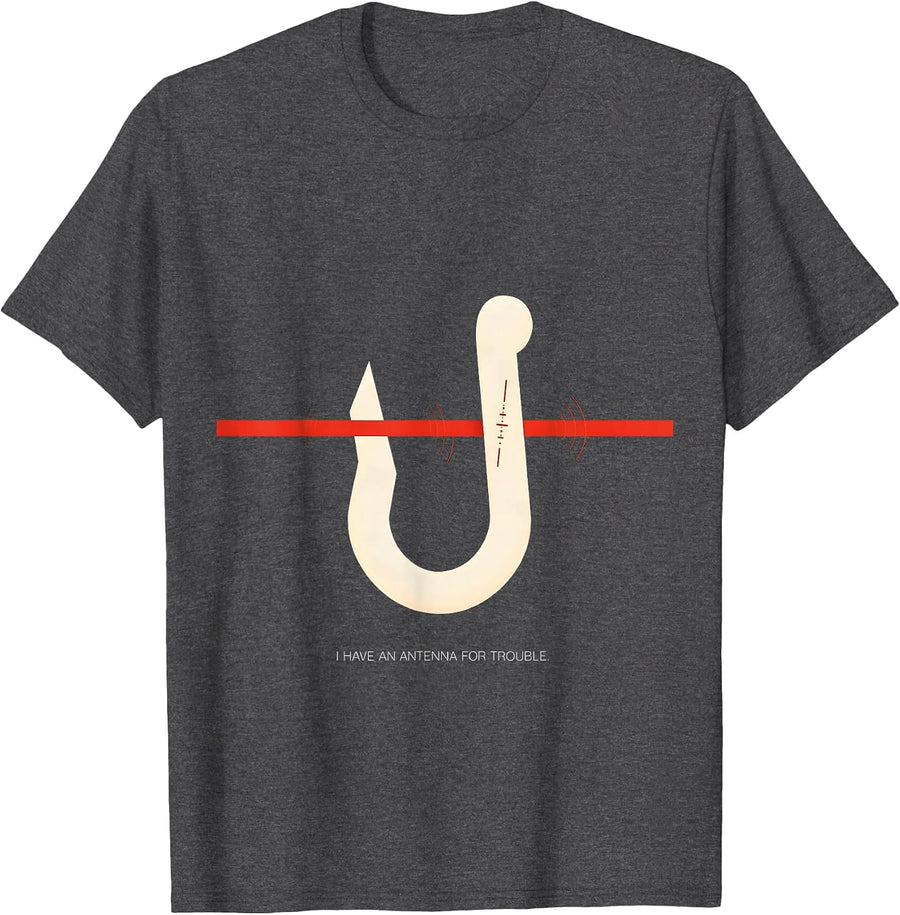 Men's I Have An Antenna For Trouble Funny Ham Radio Operator Humor T-Shirt - Dark Heather Grey