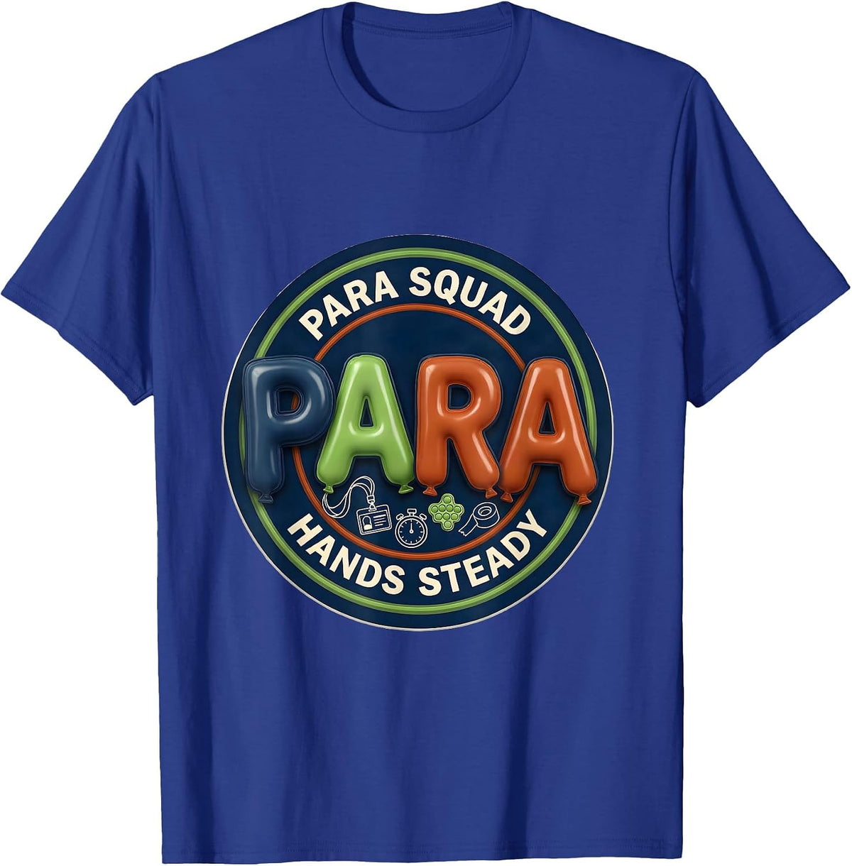 Men's Para Squad Hands Steady Paraprofessional Back To School T-Shirt - Royal Blue