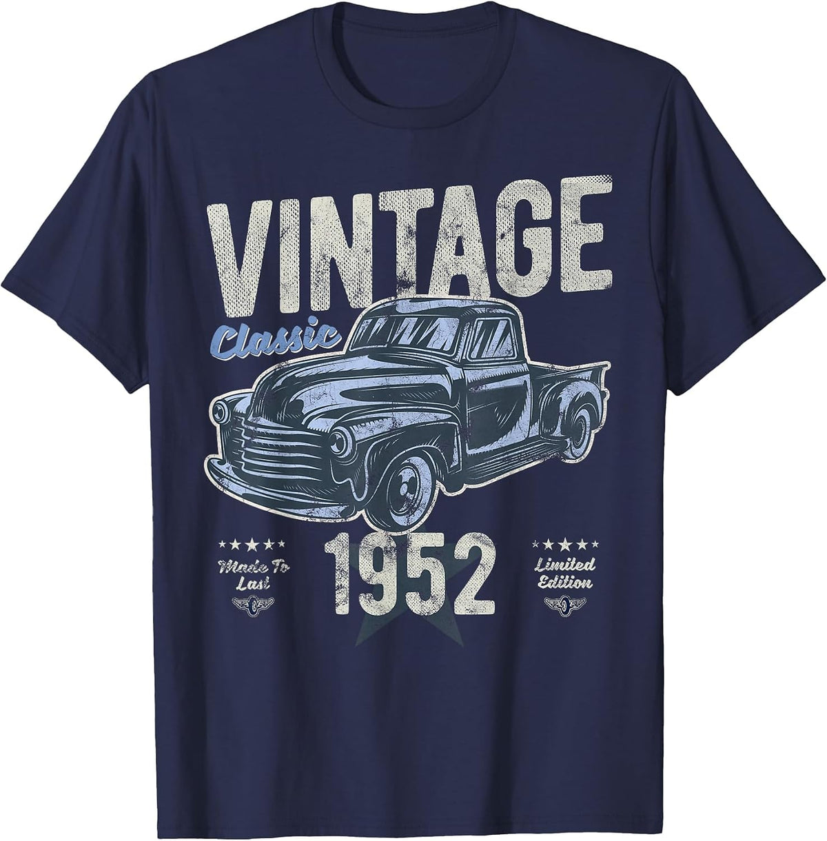 Vintage, Born 1952, Birthday, Classic Pick Up Truck T-Shirt - Navy Blue