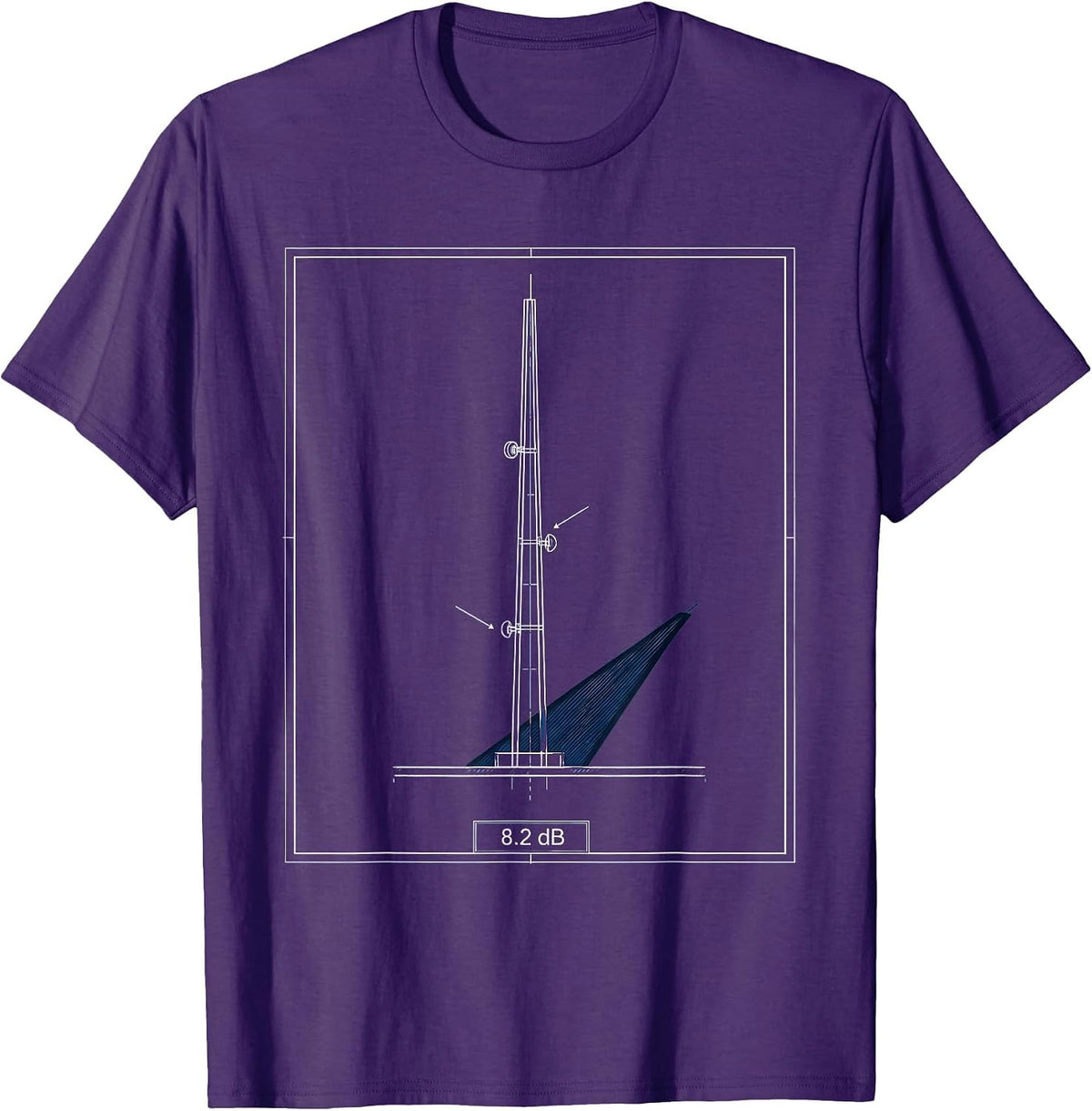 8.2 dB Technical Blueprint Ham Radio Operator Nerdy Humor T-Shirt - Purple