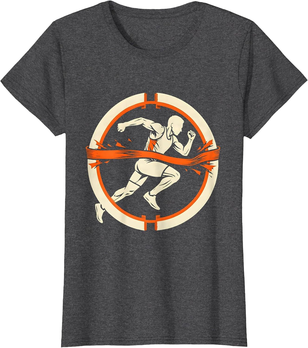 Women's Athlete Bursting Through Finish Line Graphic T-Shirt - Dark Heather Grey