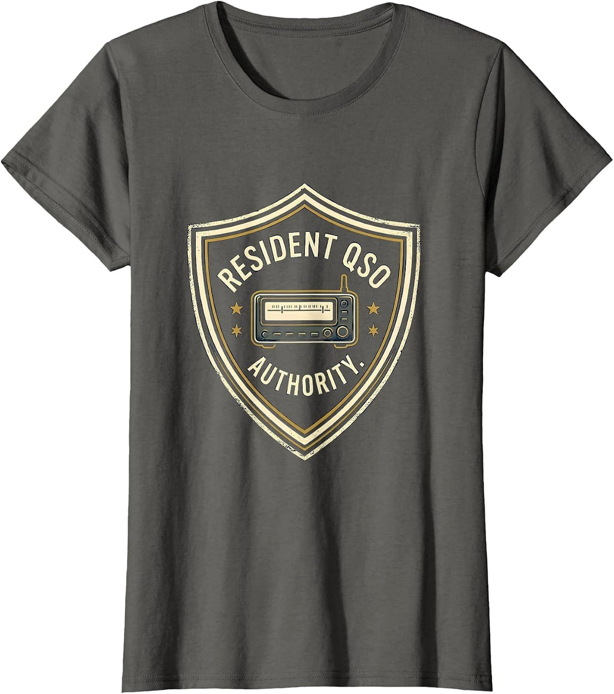 Women's Resident QSO Authority Funny Ham Radio Operator Hobbyist T-Shirt - Asphalt Grey