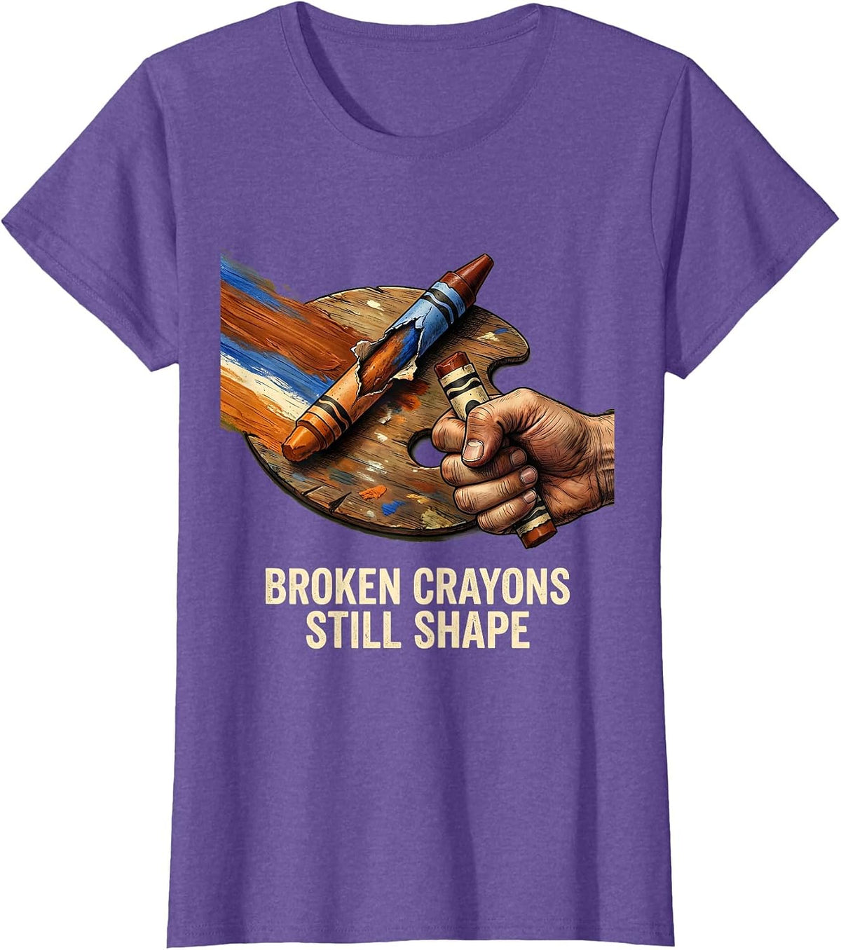 Women's Broken Crayons Still Shape Mental Health Awareness Counselor T-Shirt - Purple Heather