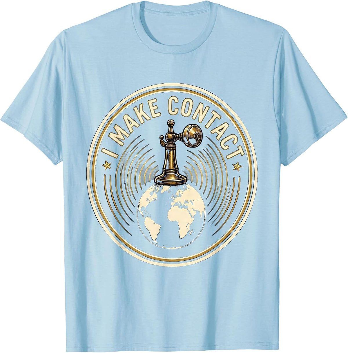 Men's I Make Contact Vintage Ham Radio Operator Hobbyist Pride T-Shirt - Baby Blue