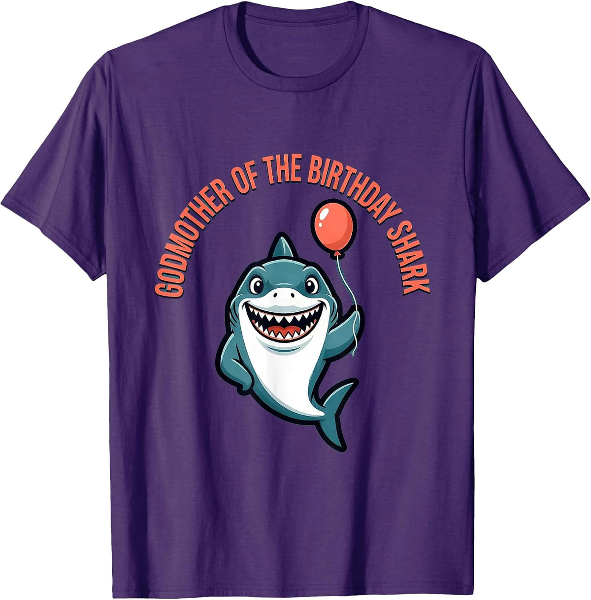 Godmother Of The Birthday Shark Family Matching Party Humor T-Shirt - Purple