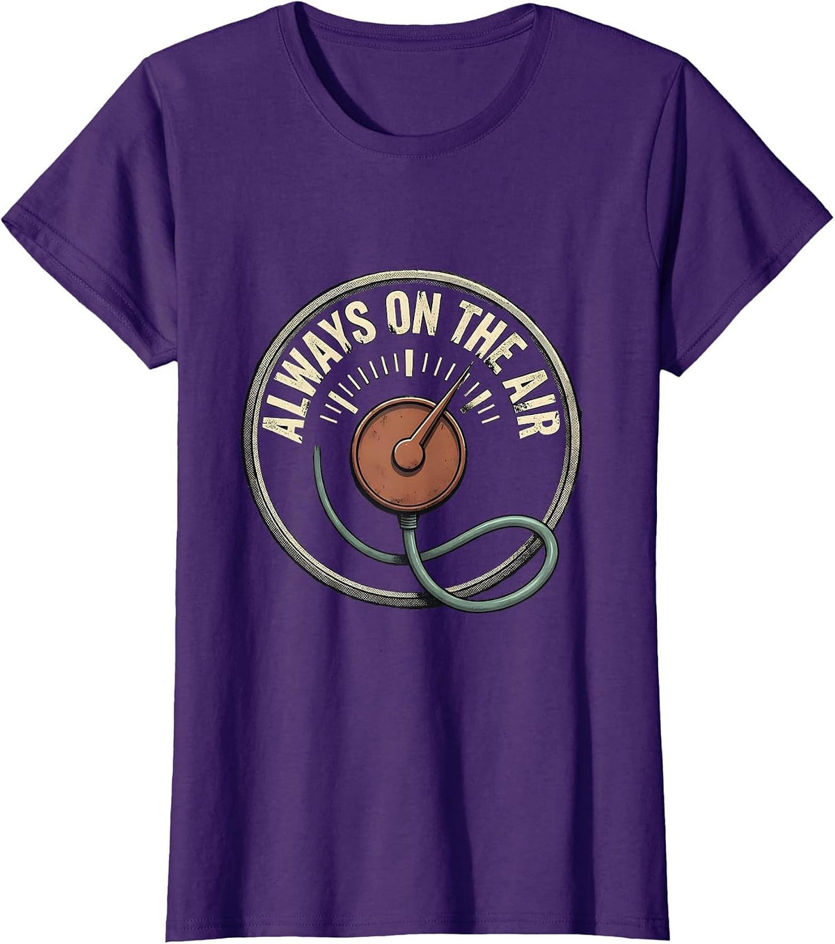 Women's Always On The Air Distressed Ham Radio Operator Humor T-Shirt - Purple