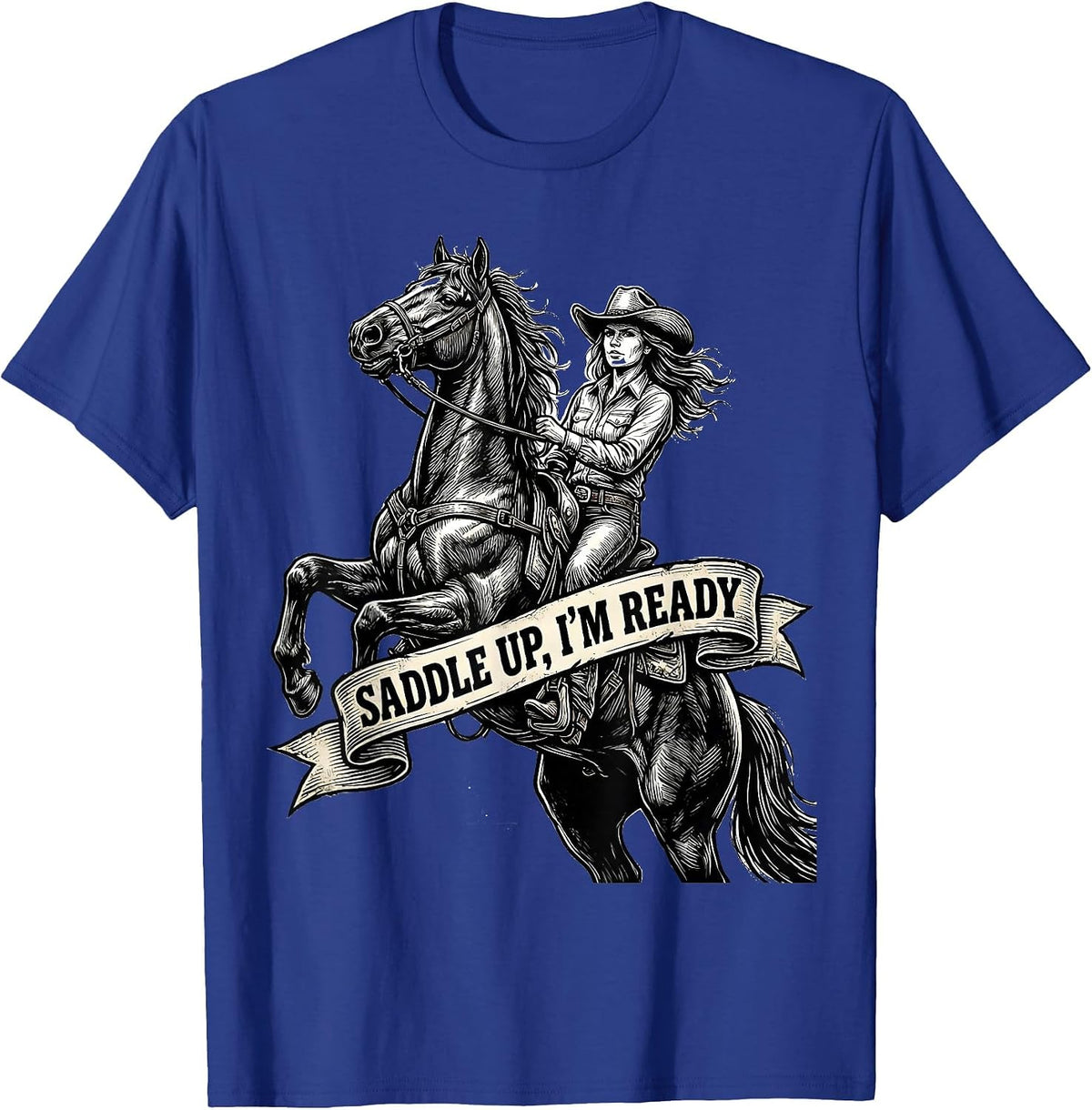 Not My First Rodeo Western Cowgirl Design T-Shirt - Royal Blue