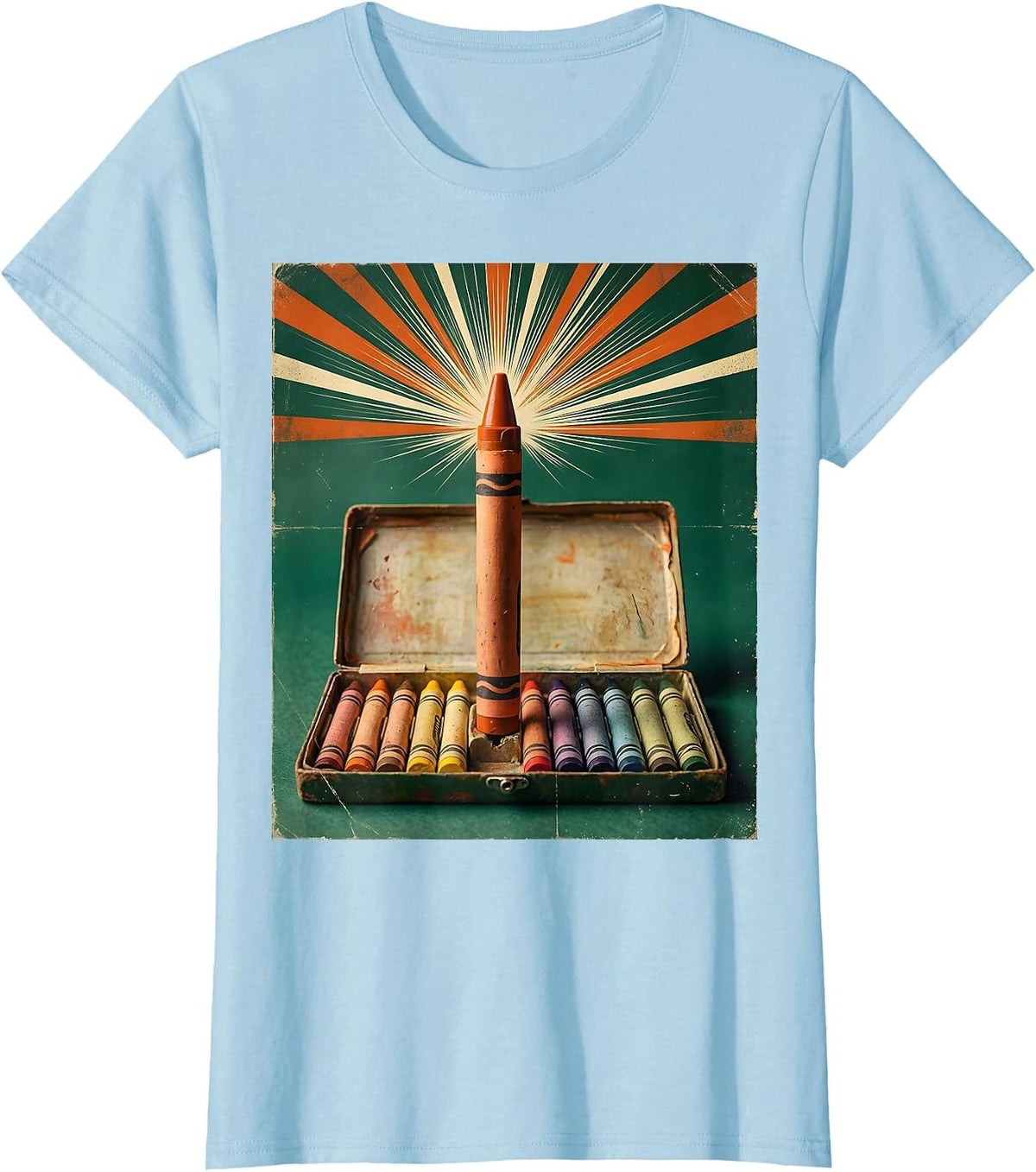 Paraprofessional Crayon Torch Graphic Tee T-Shirt - Baby Blue